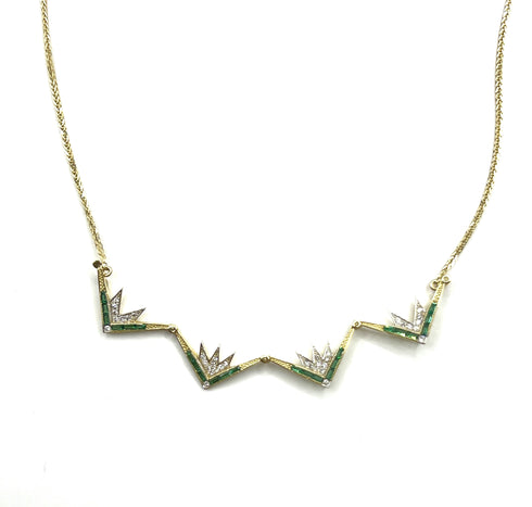 14K Gold Diamond & Emerald Star Of Bethlehem Opening Magnetic Necklace